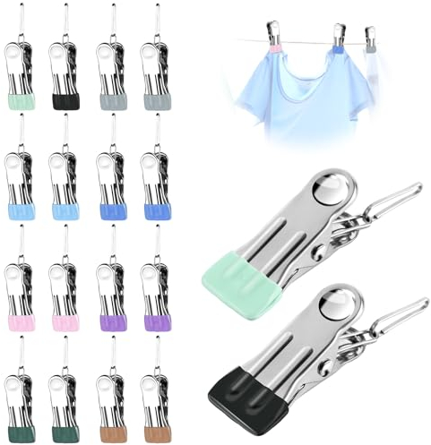 18 Pezzi Mollette Bucato Antisegno, Mollette Acciaio Inox, Porta Mollette Bucato, Multifunzionali Mollette per Bucato, Mollette Bucato Senza Impronte per Scarpe, Asciugamani, Sigilli Alimenti, Foto