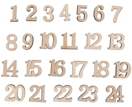 Rayher Adventskalender-Zahlen, 1,7 cm, mit Klebepunkt, Holzzahlen 1-24, FSC zertifiziert, Zahlen für Adventskalender, natur, 46758505