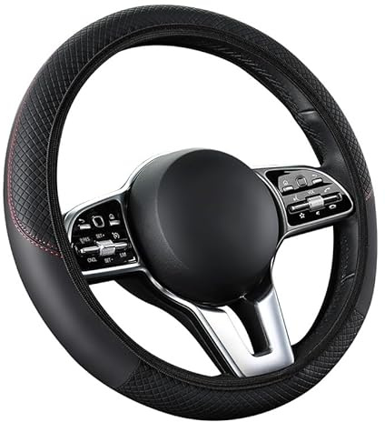 ZLxsmy Coprivolante Auto per Peugeot 107 108 206 207 207CC 208, Copertura del Volante in Microfibra Morbida, Deluxe Durevole, Accessori Morbidi Anti-Scivolo Traspirante,Black