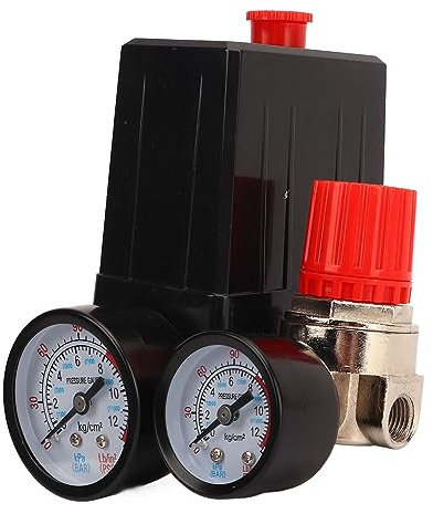 Luftkompressor-Druckschalter, Luftkompressor-Ersatzteile Union-Kugelhahn-Kit 0~180 PSI Luftkompressor-Regler mit Manometer, Ersatzteil-Zubehör