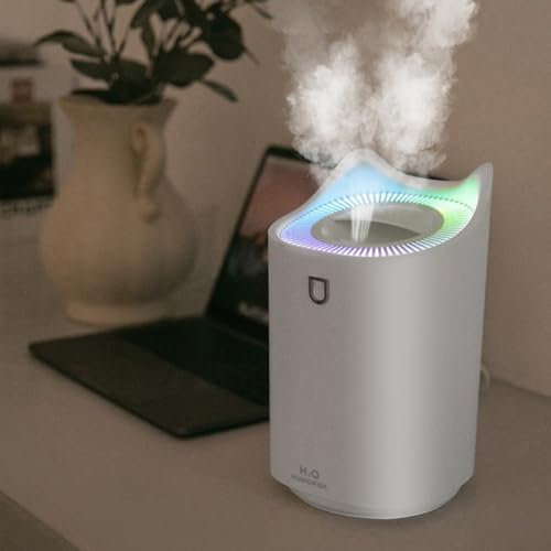 Humidificador de aire para dormitorio, apagado automático, capacidad de 2 litros, humidificadores de niebla fría, funcionamiento silencioso para el hogar, cocina, cuarto de bebé (blanco)