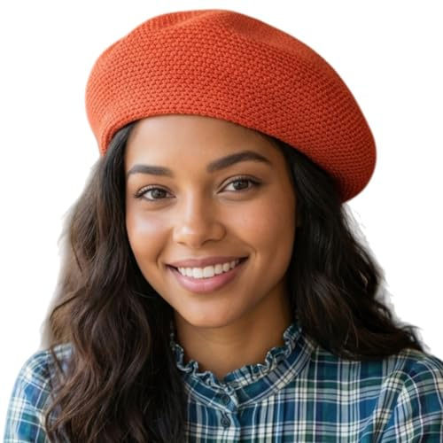 HIQIU Baskenmütze Sommer Damen Dünne Atmungsaktiv Barett Cap - Leichte Damen Baskenmütze Künstler Maler Beret Hut Legere Beanie-Mütze