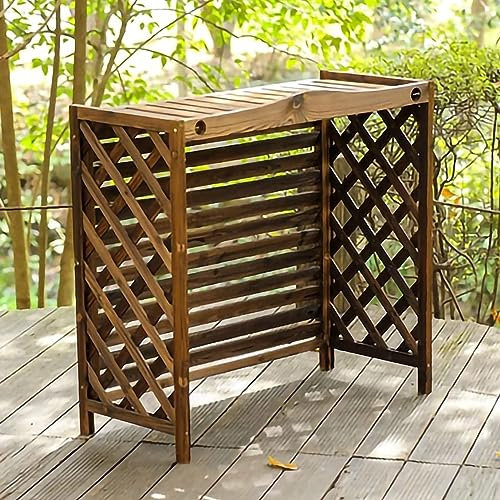 Rejilla de madera para aire acondicionado de ventana, rejilla para decoración de plantas de jardín y protección de bomba de calor