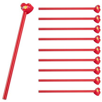 WPRO 10er Set Bleistift mit Radiergummi Herz | Kinder Bleistifte für Schule, Geburtstag, Mitgebsel | Geschenk Mädchen Jungen | Schreibwaren Set