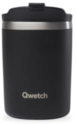 QWETCH - Travel Mug Tazza Termica Inox 240ml Nero - Thermos Caffè & Tè - 6H Caldo / 12H Freddo - Mug Isotermico Senza BPA - Tazza da Viaggio a Tenuta Stagna