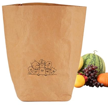 Birtern Papierbeutel für Lebensmittel, wasserdicht, Einkaufs-Organizer, waschbare Papiertüte für Camping, Picknicks, Aufbewahrung von Brot, Größe M:, Refer to Description, Unisex