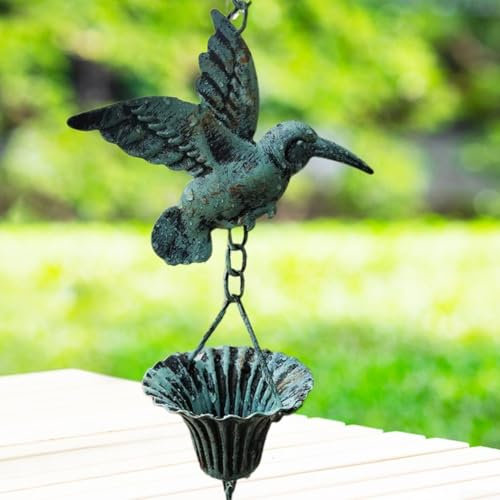 Zilimontt Regenkette, elegante 2,6 m Metall-Regenkette, für den Außenbereich, Traufen-Dekoration, Anhänger, Garten, Wasserfallauslauf, einzigartiger Wasserfall-Effekt, einfache Installation,
