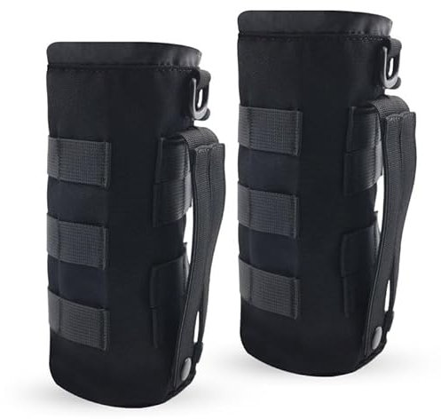 SI SEN 2 Stück Tragbarer Wasserbehälter Beutel Tasche, 1000D Nylon Taktisch Militär Trinkflasche Beutel, Taktisch Flaschenhalter Molle, Flaschenhalter Rucksack, für Outdoor-Wandern, Camping (Schwarz)