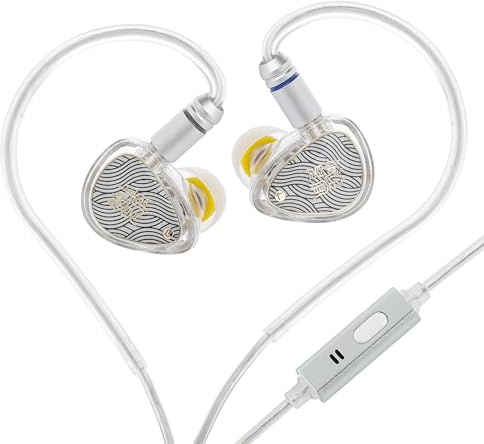 Linsoul TANGZU Wan'er S.G II in Ear Monitor, Cuffie HiFi Cablate, Auricolari Gaming IEM con Driver Dinamico da 10mm e Diaframma PET con Cavo OFC Staccabile 2Pin per Audiofili(Bianco,3.5mm Con Mic)