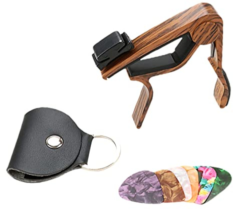 Kapodaster 1 Satz Gitarren Capo zum Stimmen für Gitarristen | Aluminiumlegierung, Abs und Leder, Tragbar für Mandoline und Gitarre, mit Schlüsselring oder Tasche