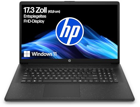 HP Laptop mit 17,3 FHD Display, AMD Ryzen 5 7520U, 8 GB DDR5 RAM, 512 GB SSD, AMD Radeon-Grafik, Windows 11, QWERTZ, Schwarz inkl. 25 GB Dropbox-Speicher für 12 Monate