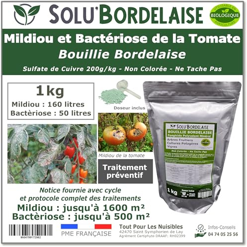 Solu'Bordelaise - 1 kg de Bouillie Bordelaise - Mildiou de la tomate- Utilisable Agriculture Biologique - Sachet Refermable