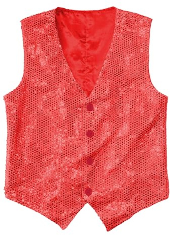 Wildarms men’s sequin vest sparkly v neck shiny waistcoat for men disco party costume vest prom mardi gras carnival
