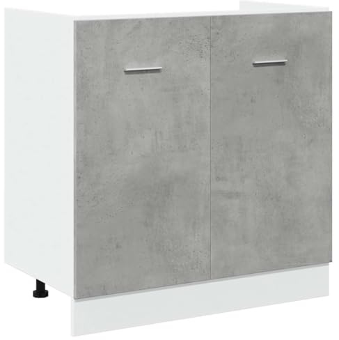 Tomostar Meuble Cuisine sous-évier, Meuble Bas pour évier Armoire de Cuisine Lyon Gris béton 80x46x81,5 cm