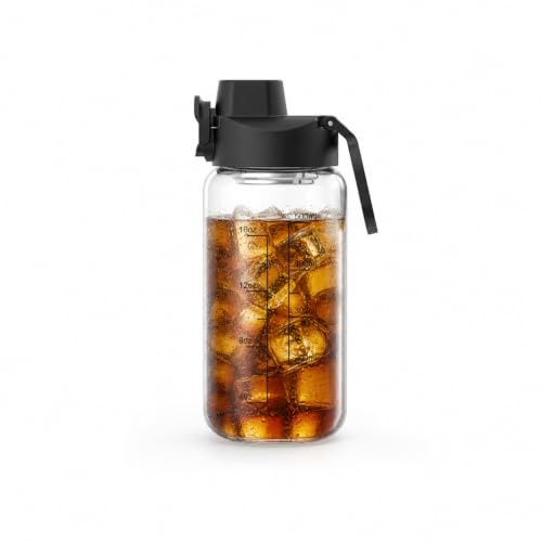 Neodaco 20 oz Sports Water Bottle with Handle, Borosilicate Glass