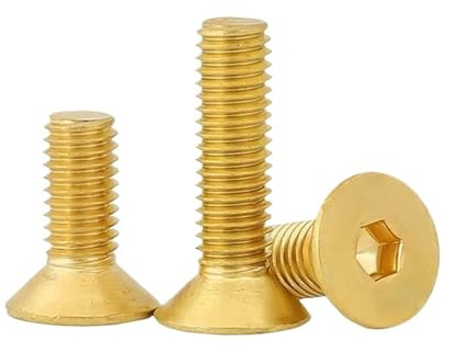 YAKUFAST DIN7991 Vite piatta in ottone M2,5 M3 M4 M5 M6 M8 M10 Viti a testa svasata con esagono incassato in puro Bulloni(20mm,M4 (10pcs))