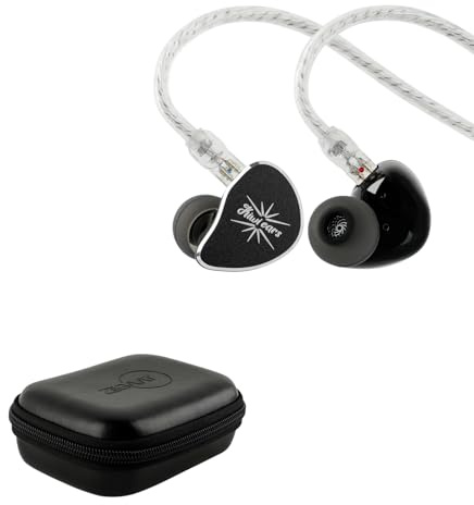 Linsoul Kiwi Ears Belle In Ear Monitor con Driver Dinamico DLC da 10 mm, Cuffie con Cavo Doppio Strato Argento+ZiiGaat PELLEPOD Custodia in Pelle per Auricolari,Borsa Impermeabile per IEM