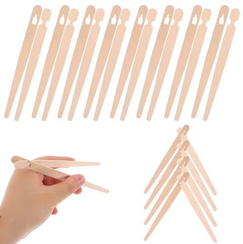 Healeved 100 Pairs Wooden Pastry Tongs Chopstick Helper Clips for Beginners Disposable Training Chopstick Tweezers OPP Packaging, Suitable and Adults Buffet Use