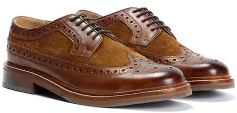 Chapman & Moore Longwing Brogue Chaussures en Cuir pour Hommes Brunes À Lacets - EUR 44