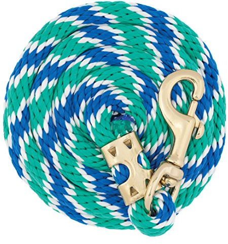 Weaver Führleine Wert Leder Seil mit Messing vergoldet 225, Snap, lime zest/Hurricane blau/violett Jazz, 5/20,3 cm X 8 ', Blue/White/Green, 5/8 Inches x 8'
