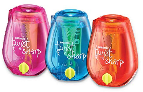 Stanley Bostitch Ps1adjpk Twist-N-Sharp Bleistiftspitzer, zufällig sortiert, 8,9 x 3,25 x 14,9 cm, 6 Stück