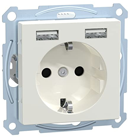 Schneider Electric Merten Schuko-USB-Steckdose, MEG2366-0319 | USB Typ 2.0+A, System M, Unterputz, polarweiss