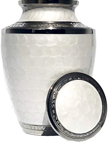 Eternal Harmony Urne funéraire pour Cendres funéraires humaines aux Finitions élégantes pour Honorer et rappeler Votre Bien-aimé (confectionnée à la Main avec Soin) Silver Pearl