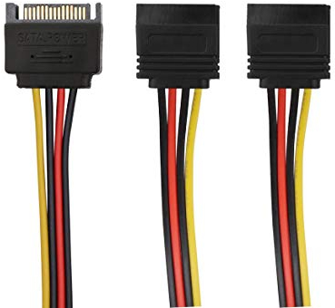 QiCheng&LYS SATA 15 Pin Stecker auf 2 x 15 Pin Buchse SATA 15Pin 1 bis 2Power Verlängerung Y Splitter Kabeladapter 7 Zoll (2er Pack)
