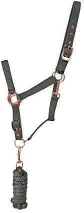 H&Y Hy Rose Gold Halfter und Führstrick (Cob) (Grau/Rose Gold)