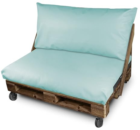 HAPPERS Set aus Wasserdichten und Abziehbaren Outdoor Palettenkissen aus Kunstleder Himmelblau