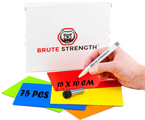 75 Beschreibbare Magnete 15 x 10 cm mit Whiteboard Marker für Scrum, Agile, Kanban oder Lean - Mix - 5 Farbe