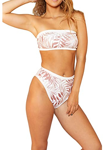 Hurley Dam W Party Palm Rib Bandeau Bikini Top mahogny Large