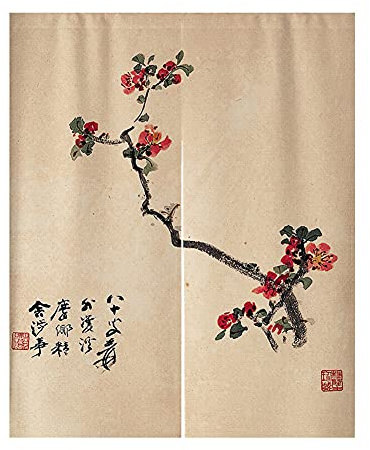 Hiseng Cortina de Puerta Japonesa Noren para Decoración del Hogar, Tapiz Cortina de Partición Dormitorio Kitchen Shop Restaurante Separador de Puerta (Flor de Ciruelo,85x150cm)