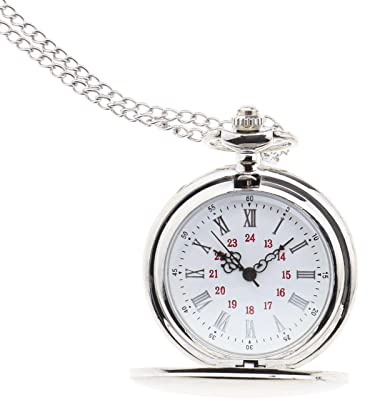 ECSiNG Montre de Poche à Auartz Vintage Polie Lisse Classique en Acier Inoxydable avec Chaîne pour Homme Femme