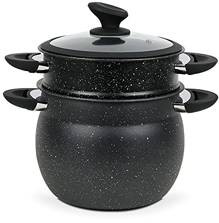 Royalty Line Couscouscous-Topf, hochwertig, 9 l, 24 cm, Schwarz, L