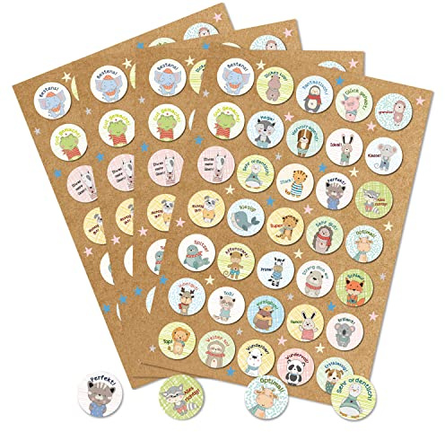 Logbuch-Verlag 140 Kinder Motivationsaufkleber Tiere Belobigung Belohnung Schüler 3,2 cm bunt Motivation Sticker Aufkleber