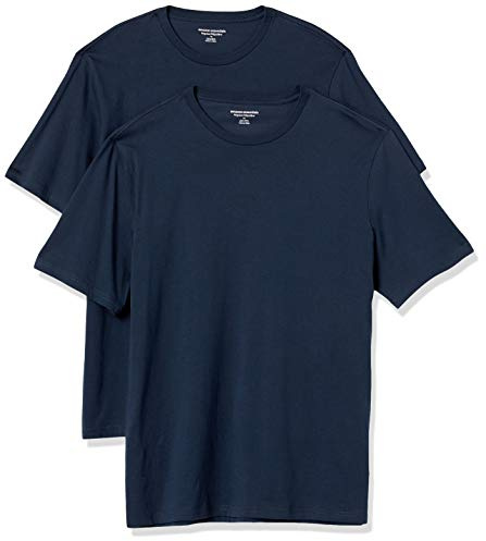 Amazon Essentials herr normal passform kortärmad rund hals t-shirt, paket med 2, marinblå, 6X-Large stor