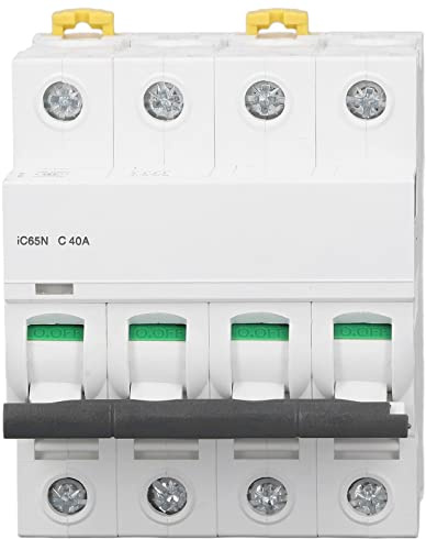 400 V AC Leitungsschutzschalter 10A/16A/20A/40A 4P DIN Schienenmontage Home Überlastschutz Luftschalter Sicherungsautomat für Wohnbeleuchtung Verteilerleitungen Solar PV Anlage(40A)