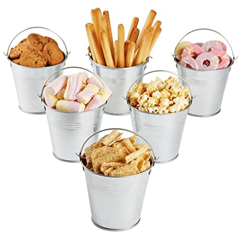 Operitacx 6 Cubos De Hojalata De Metal 4.13X4.13X2.95 Pulgadas Mini Cubitera para Hielo Y Patatas Fritas con Asa para Colgar Y Decoración Versátil