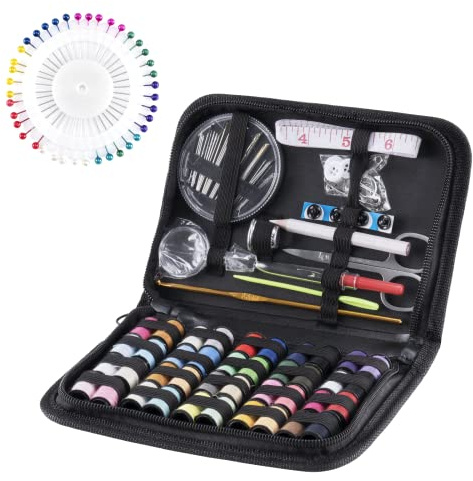Nähset 128PCS Nähzubehör 40 Spulen Faden Komplettes Mini Nähzeug für Anfänger, Reisende, Verwandte und Freunde, Schwarz (C-128 Pieces)