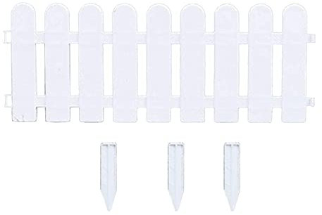 MERAXI Edgings Garden Picket Fence Small 5 Pieces, Plastic Picket Fence Mini Decorative Fence, Grass Lawn Flowerbeds for Home Garden, Plant Pot Decor DIY Crafts,White,50×20cm
