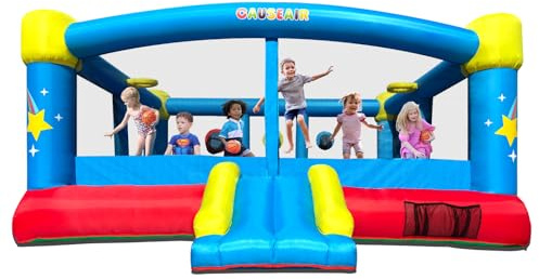Causeair Big Inflatable Bounce House for Party Fun,15ft x 14.8ft,Double Basketball Hoop,Throw Ball Game,Reinforced PVC Bounce Floor,Jumping Bouncy Castle Holds 6 Kids