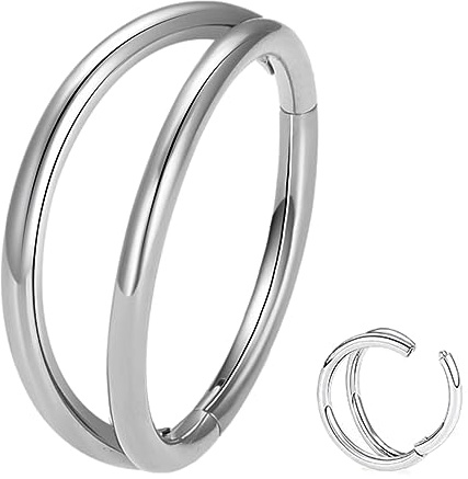 ESHIONER G23 Titan Nasenring Nasenpiercing Septum Piercing Silber 16G 12MM | Ring Dünn Clicker Tragus Conch Rook Piercing Helix Nose Nasen Ringe Titan Wasserdicht Hypoallergen 1 Stück
