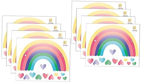 ibasenice 8blätter Wandsticker Regenbogenherzen Für Kinderzimmer Selbstklebende Abnehmbare Wandtattoos Dekoration Für Wohn Und Spielräume Einfach Anzubringen
