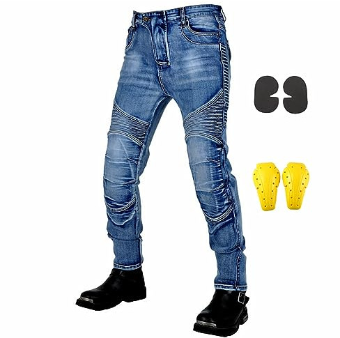 GEBIN Motorradhose Herren, Motorrad Jeans Herren mit Protektoren, Aramidfaser Jeans Motorrad, Motorrad Hose mit Oberschenkeltaschen