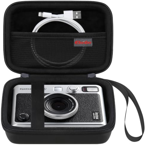 Camera Carrying Case Compatible with Fujifilm Instax Mini EVO Instant Camera, Camera Lens cover Photo Printer Travel Protective Storage Holder, Extra Mesh Pocket Fits Film Charger SD Card,Black | Fujifilm Instax Instant film camera Carrying Case Hard Protective Bag, Mesh Pocket fits Instax Mini Film Accessories, Black