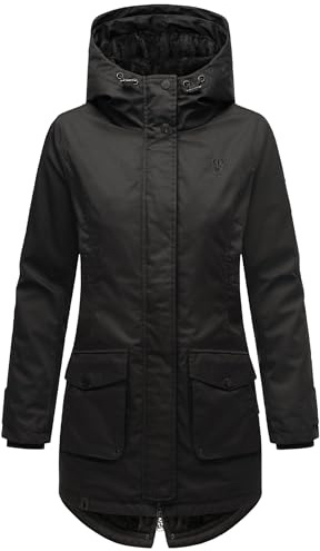 Navahoo Damen Übergangsjacke Warmer Kurzmantel Regenjacke mit Kapuze Brinjaa XS-XXL