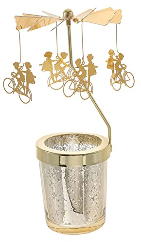 TOPPERFUN Rotating Candle Holder Swivel Tealight Stand Decorative Carousel for Xmas Party and Home Tabletop Display