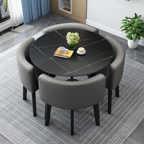 Rundes Esszimmertisch-Set Für 4 Personen,Küchentisch Und Stühle,Wohnzimmer Tisch,Runder Esstisch,Sitz Mit Weicher Rückenlehne,Besprechungstisch,80cm Kleine Konferenzraumtische,Verhandlungstisch ( Size