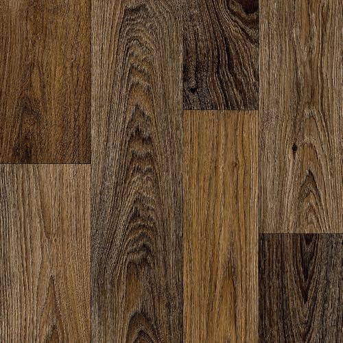 Wood Effect Dark Brown Anti-Slip Vinyl Flooring For LivingRoom, Hallways, Kitchen, 2.8mm Thick Cushion Backed Vinyl Sheet, Waterproof Lino Flooring-2m(6'6) X 2m(6'6)-4m²